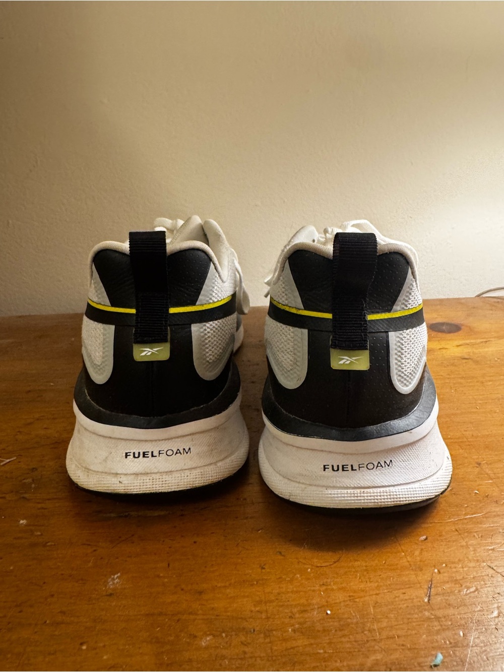 Reebok White Black Sneakers with Yellow Accent